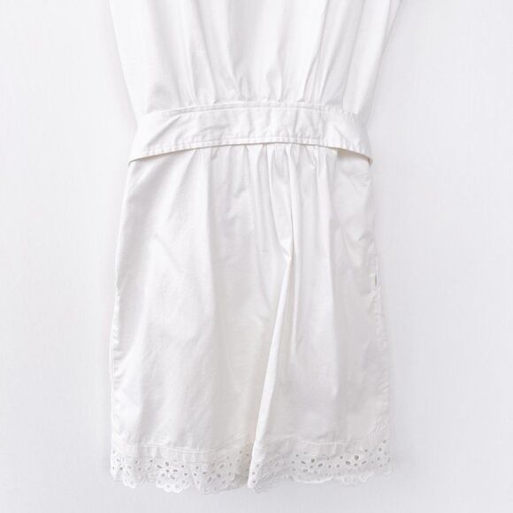 Love Moschino White Sleeveless Belted Eyelet Lace Trim Button Up Dress Size 4 - Picture 8 of 8